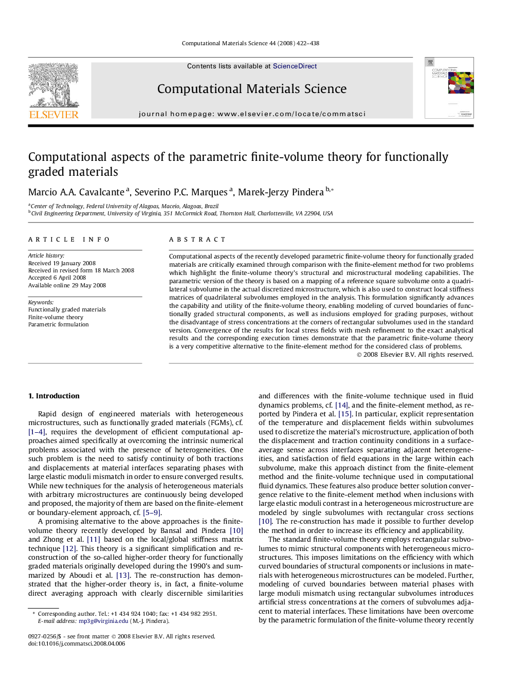 Computational aspects of the parametric finite-volume theory for functionally graded materials