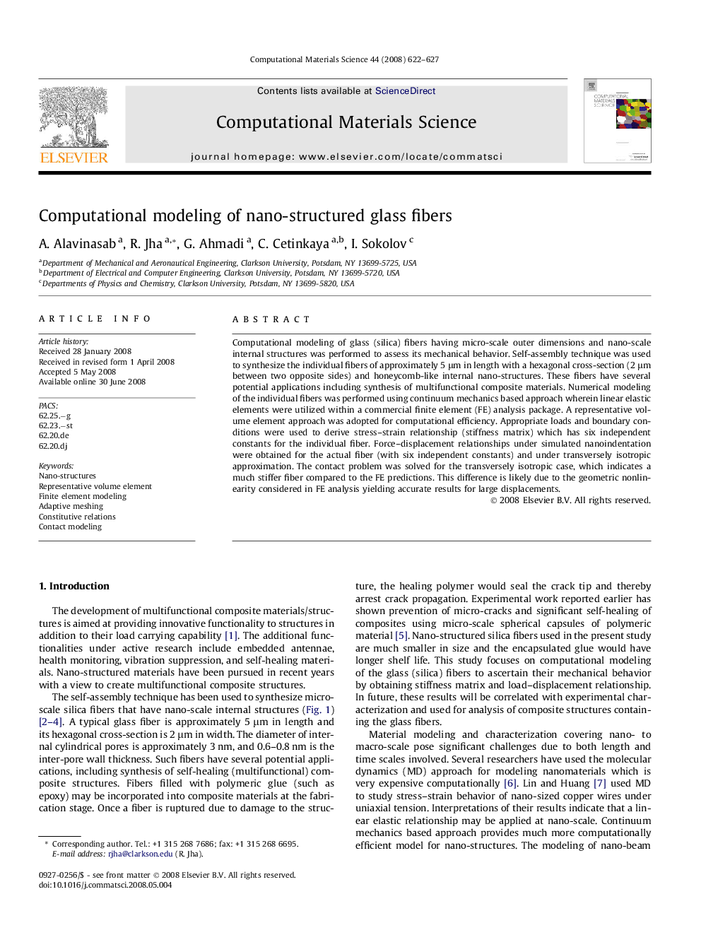 Computational modeling of nano-structured glass fibers