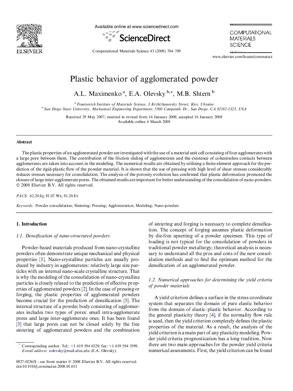 Plastic behavior of agglomerated powder