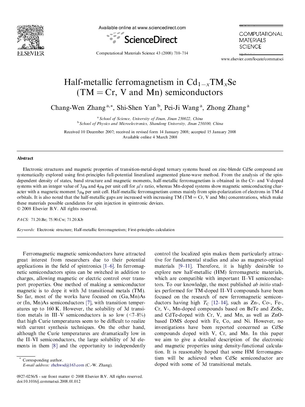 Half-metallic ferromagnetism in Cd1âxTMxSe (TMÂ =Â Cr, V and Mn) semiconductors
