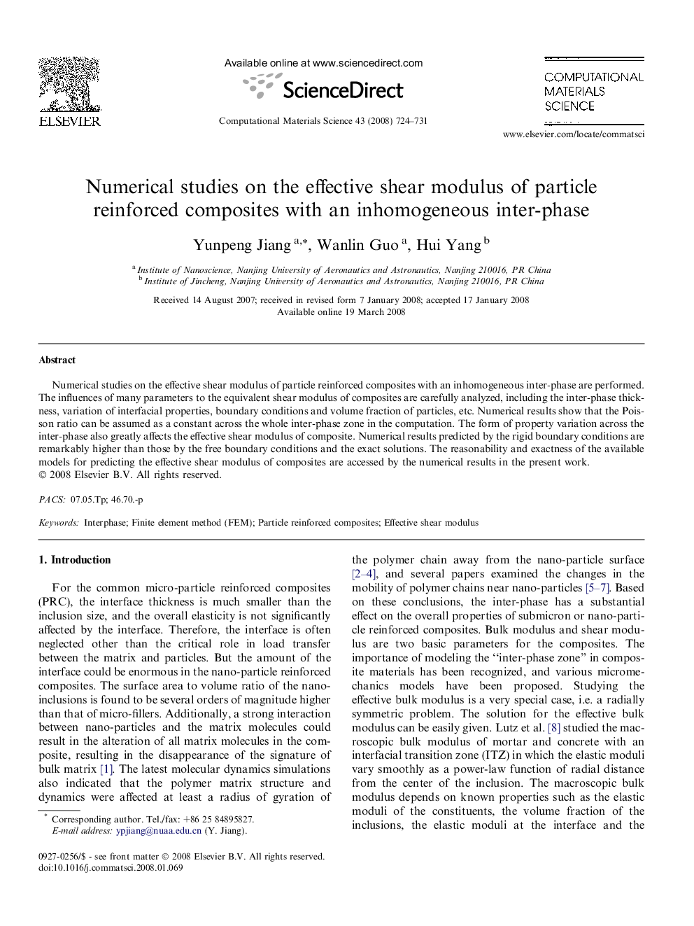 Numerical studies on the effective shear modulus of particle reinforced composites with an inhomogeneous inter-phase