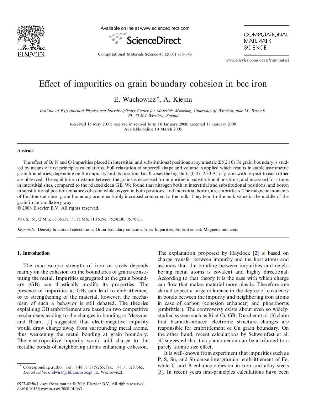 Effect of impurities on grain boundary cohesion in bcc iron