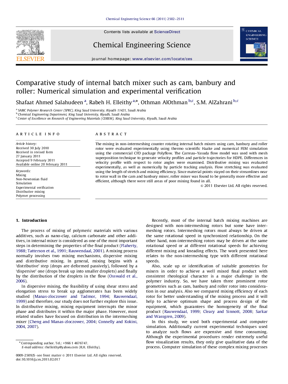 Comparative study of internal batch mixer such as cam, banbury and roller: Numerical simulation and experimental verification