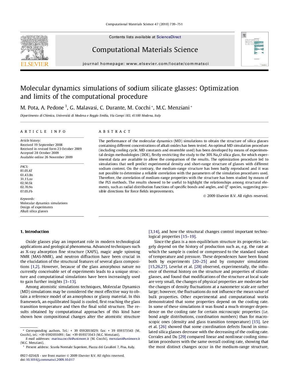 Molecular dynamics simulations of sodium silicate glasses: Optimization and limits of the computational procedure
