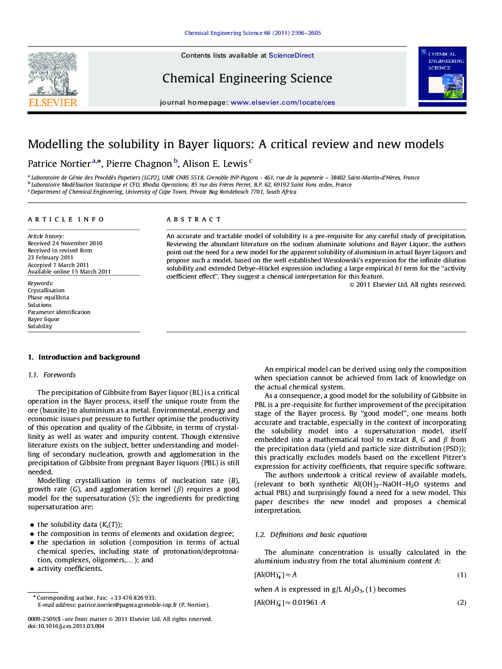 Modelling the solubility in Bayer liquors: A critical review and new models