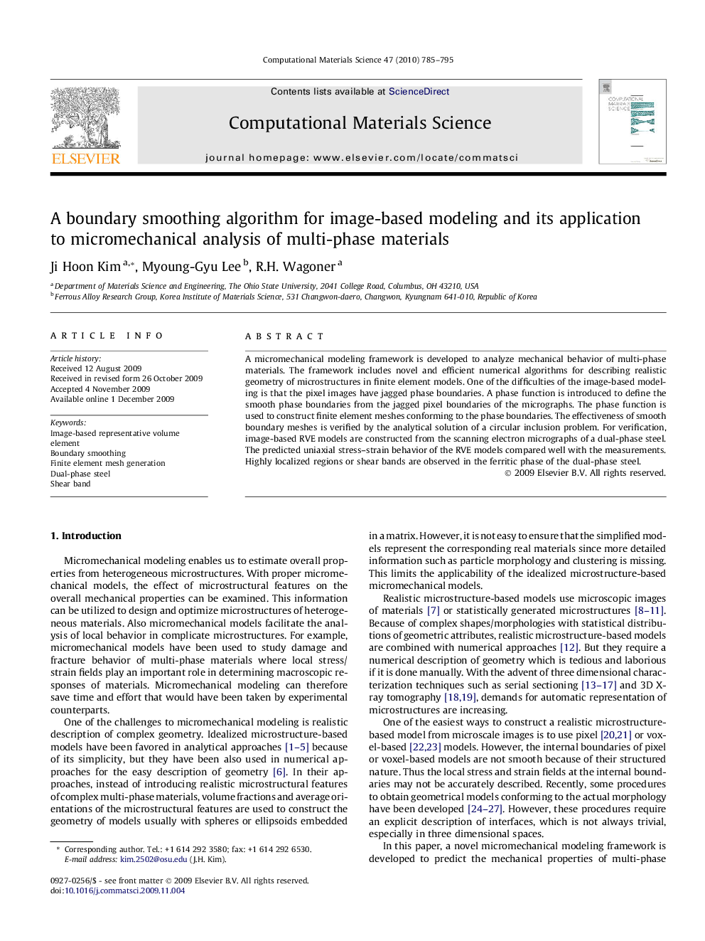 A boundary smoothing algorithm for image-based modeling and its application to micromechanical analysis of multi-phase materials