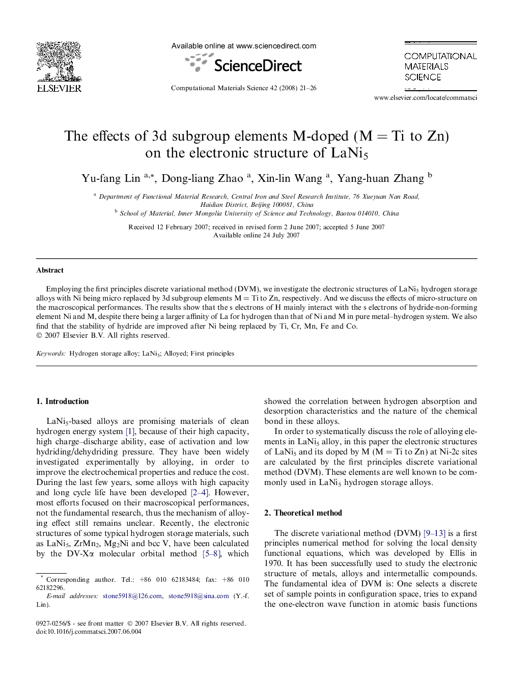 The effects of 3d subgroup elements M-doped (M = Ti to Zn) on the electronic structure of LaNi5