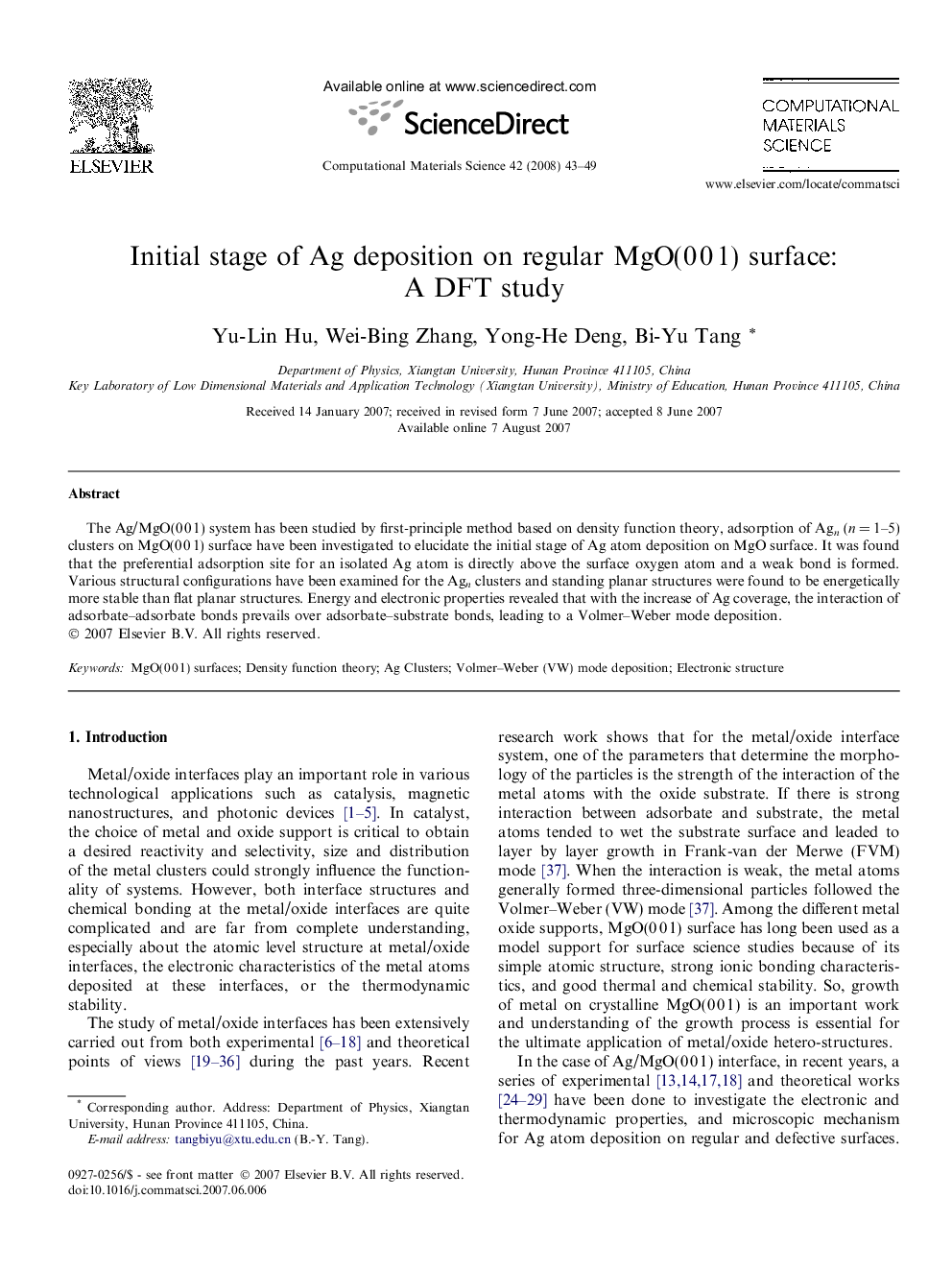 Initial stage of Ag deposition on regular MgO(0 0 1) surface: A DFT study