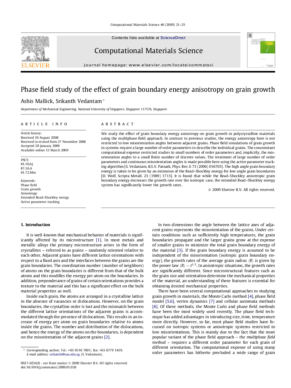 Phase field study of the effect of grain boundary energy anisotropy on grain growth