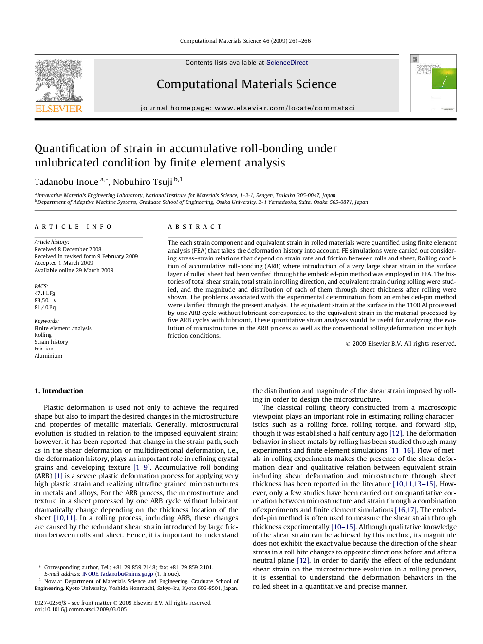 Quantification of strain in accumulative roll-bonding under unlubricated condition by finite element analysis