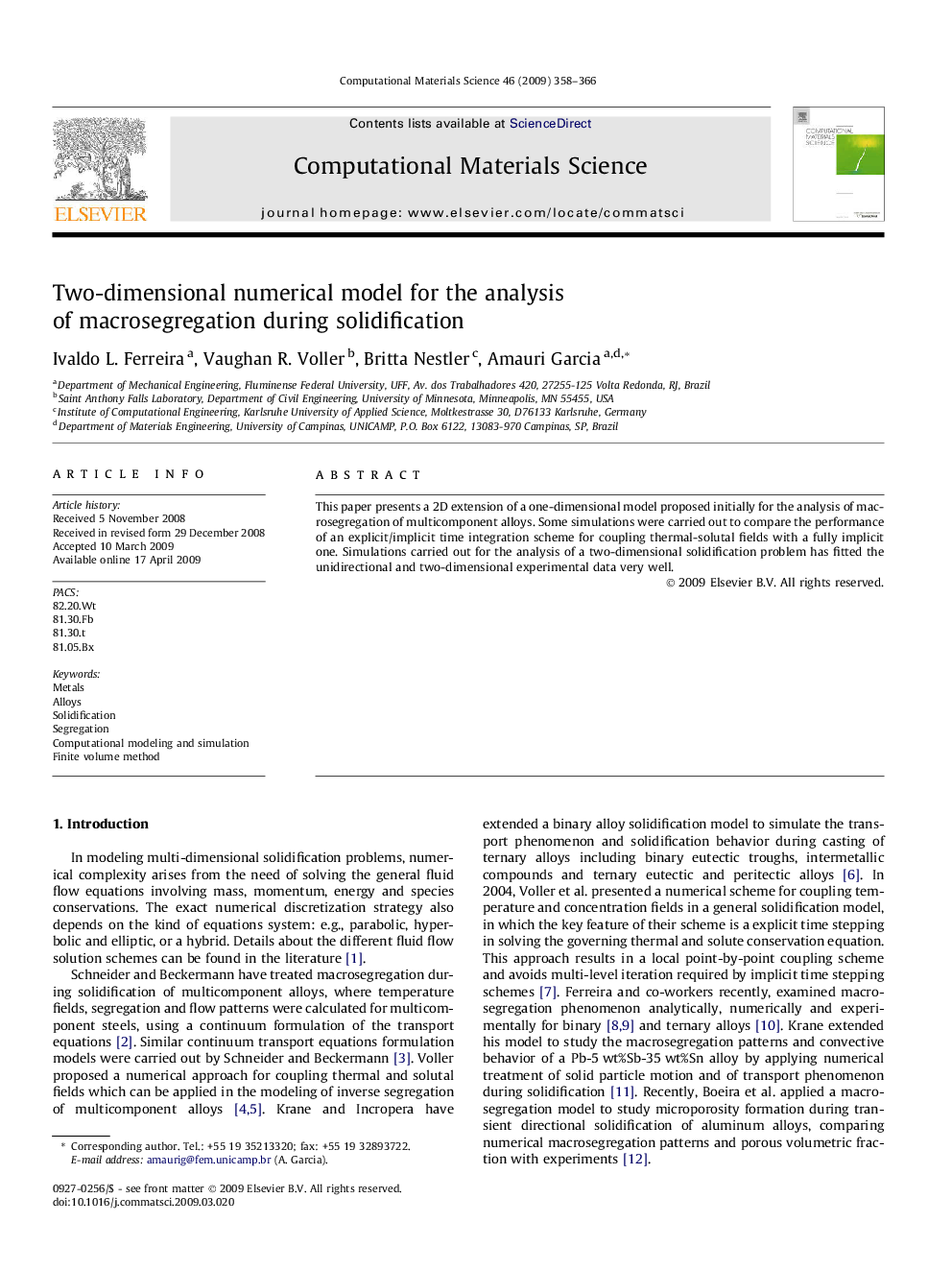 Two-dimensional numerical model for the analysis of macrosegregation during solidification