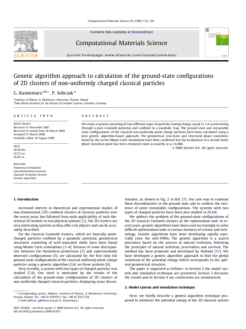 Genetic algorithm approach to calculation of the ground-state configurations of 2D clusters of non-uniformly charged classical particles