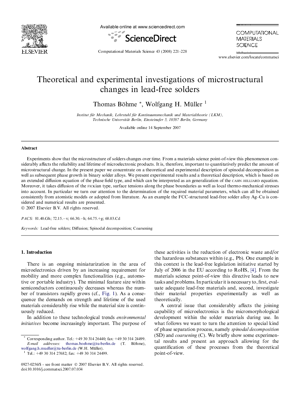 Theoretical and experimental investigations of microstructural changes in lead-free solders