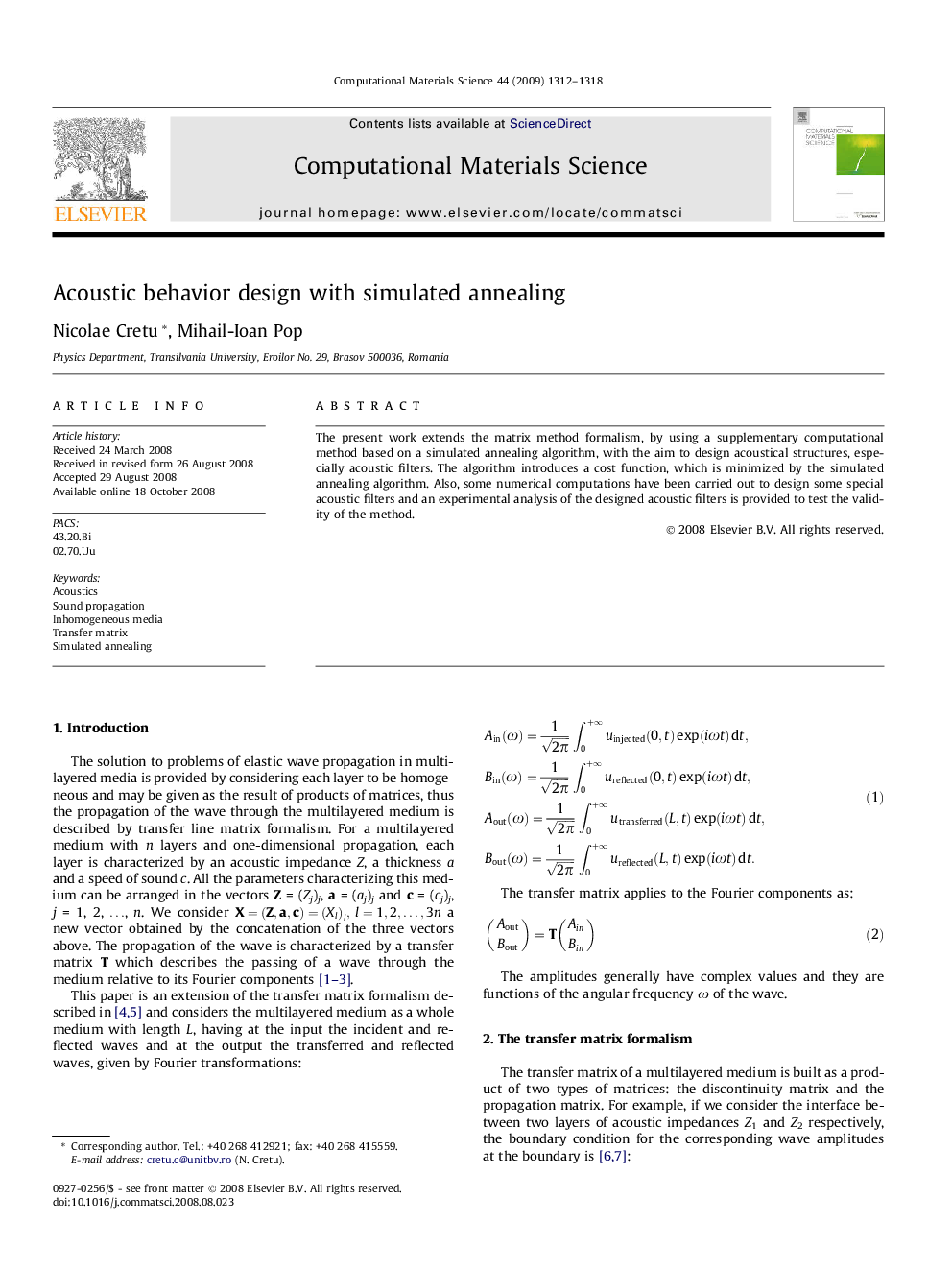 Acoustic behavior design with simulated annealing