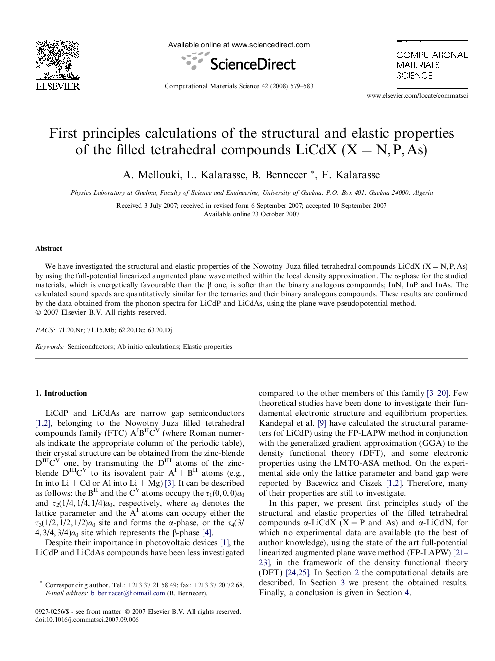 First principles calculations of the structural and elastic properties of the filled tetrahedral compounds LiCdX (X = N, P, As)