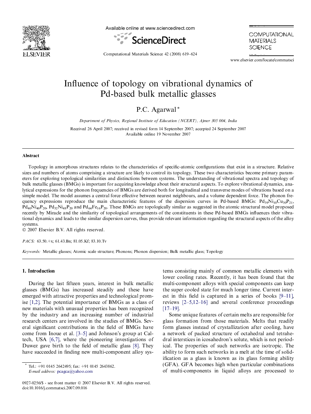 Influence of topology on vibrational dynamics of Pd-based bulk metallic glasses