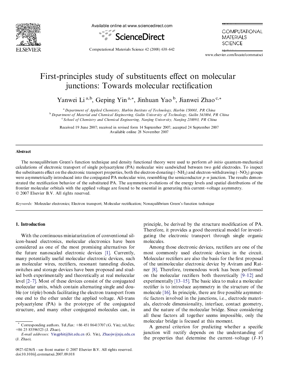 First-principles study of substituents effect on molecular junctions: Towards molecular rectification