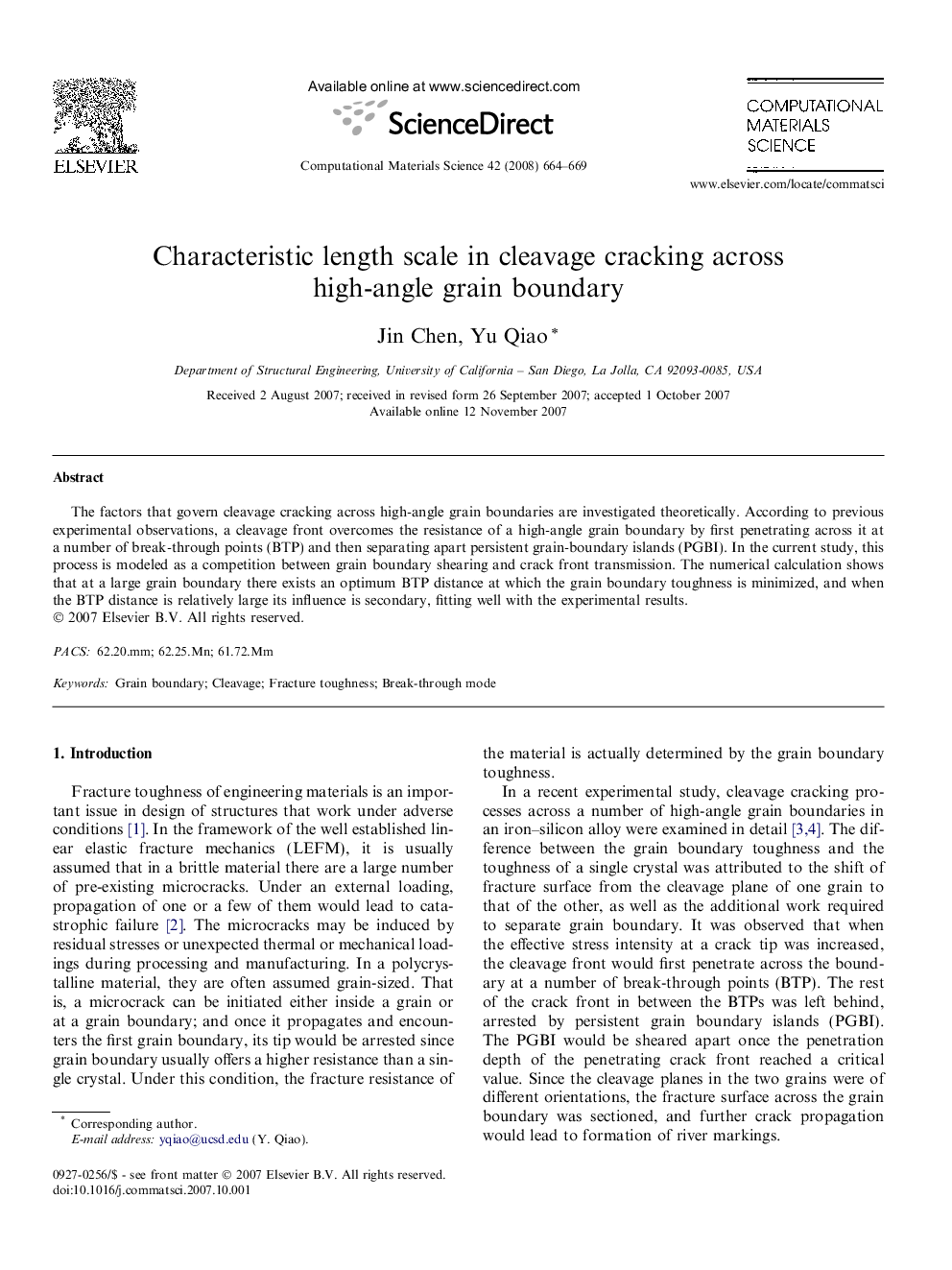 Characteristic length scale in cleavage cracking across high-angle grain boundary