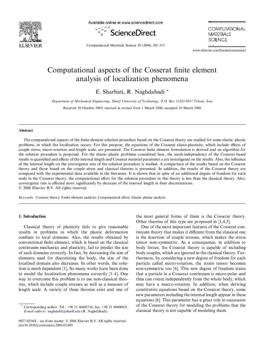 Computational aspects of the Cosserat finite element analysis of localization phenomena