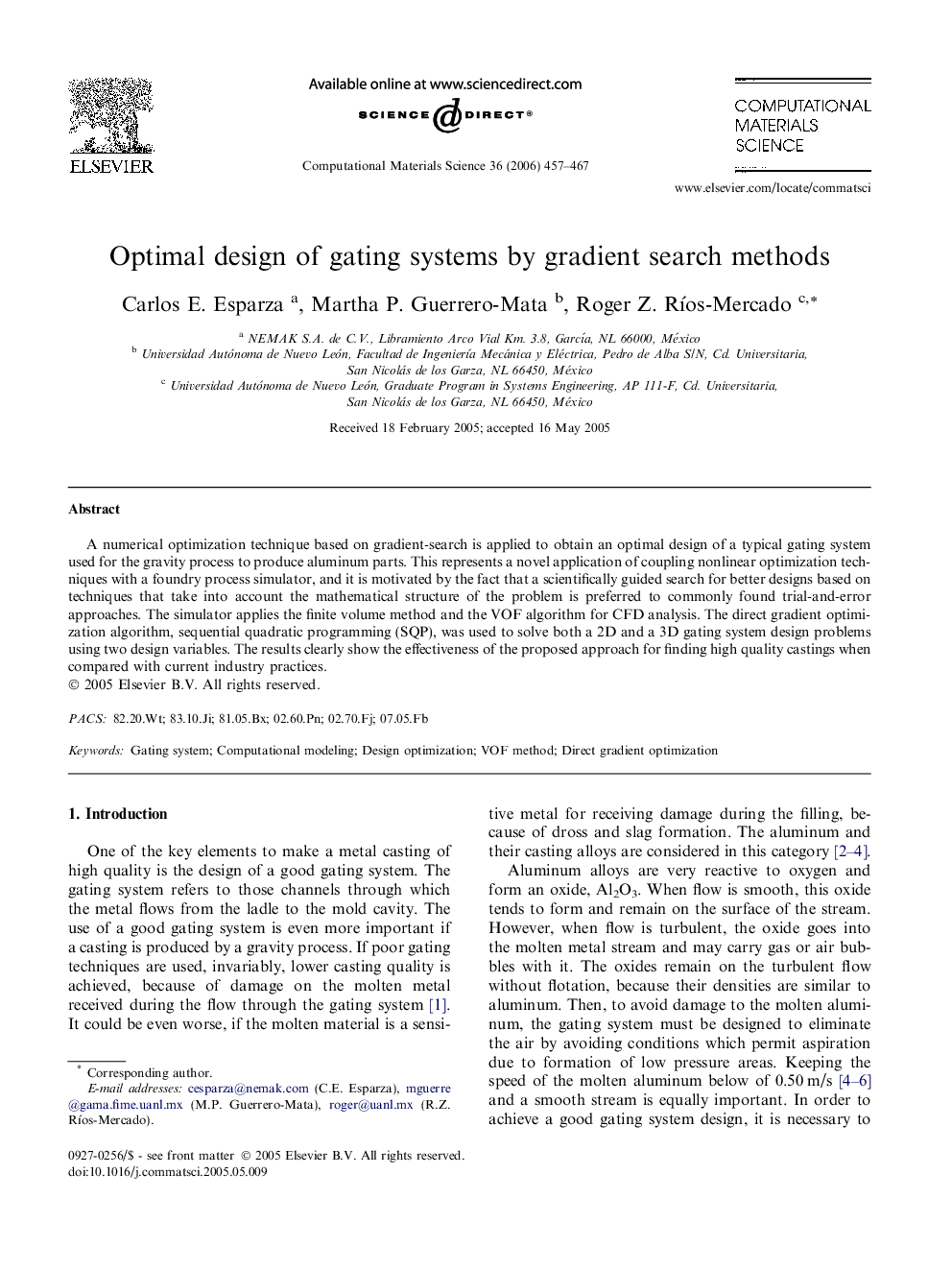 Optimal design of gating systems by gradient search methods