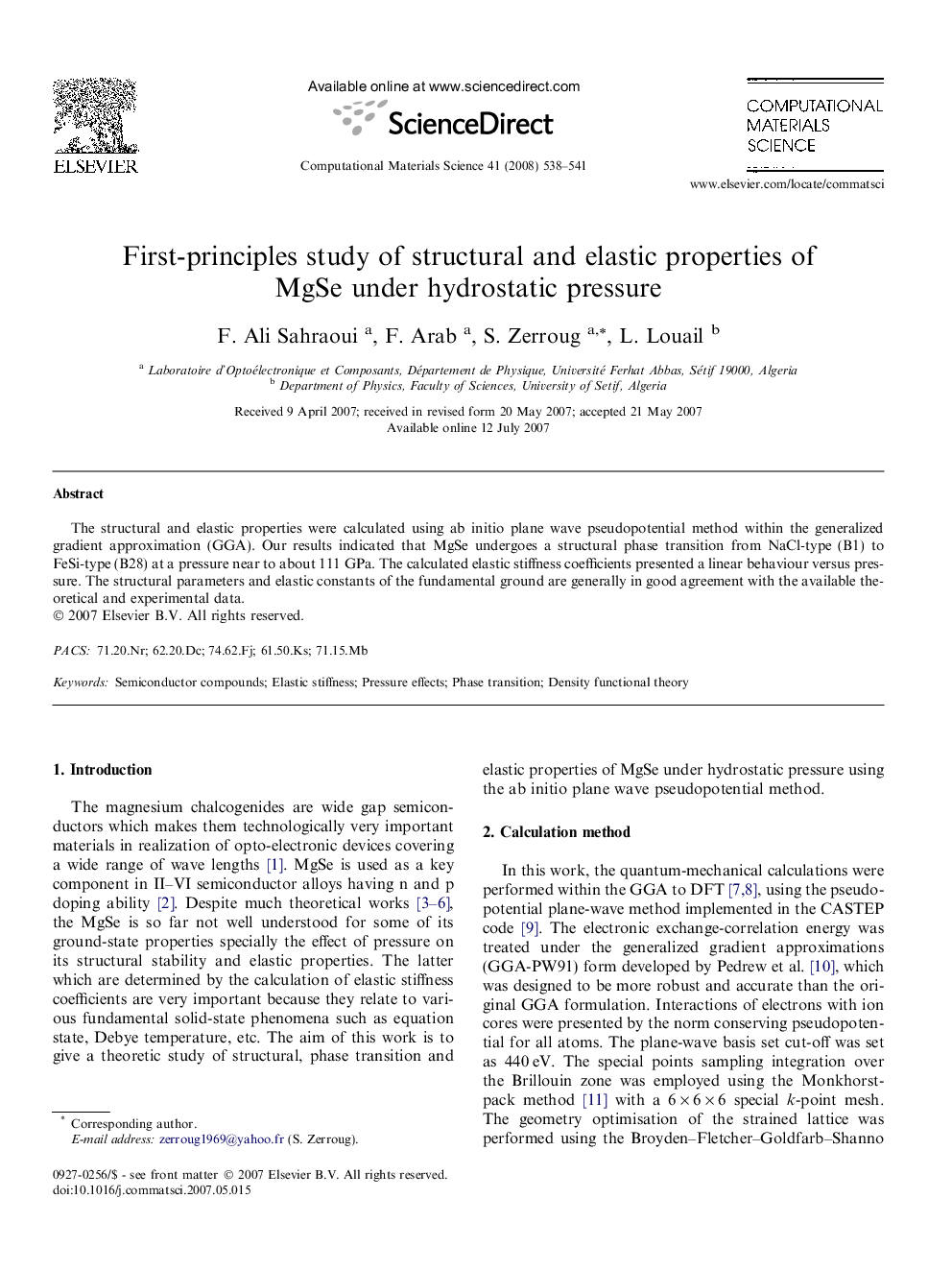 First-principles study of structural and elastic properties of MgSe under hydrostatic pressure