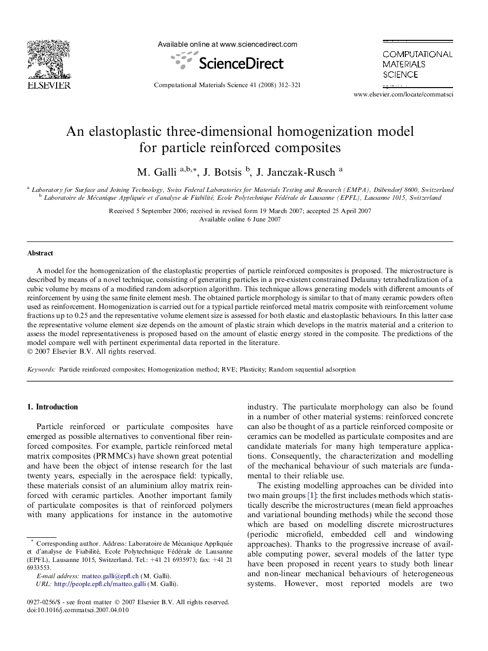 An elastoplastic three-dimensional homogenization model for particle reinforced composites