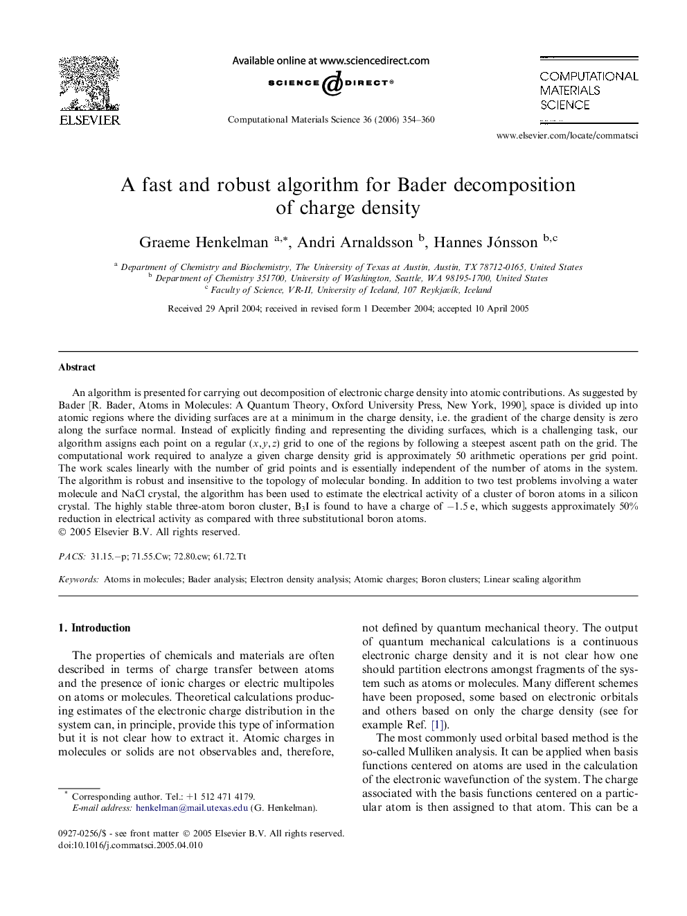 A fast and robust algorithm for Bader decomposition of charge density