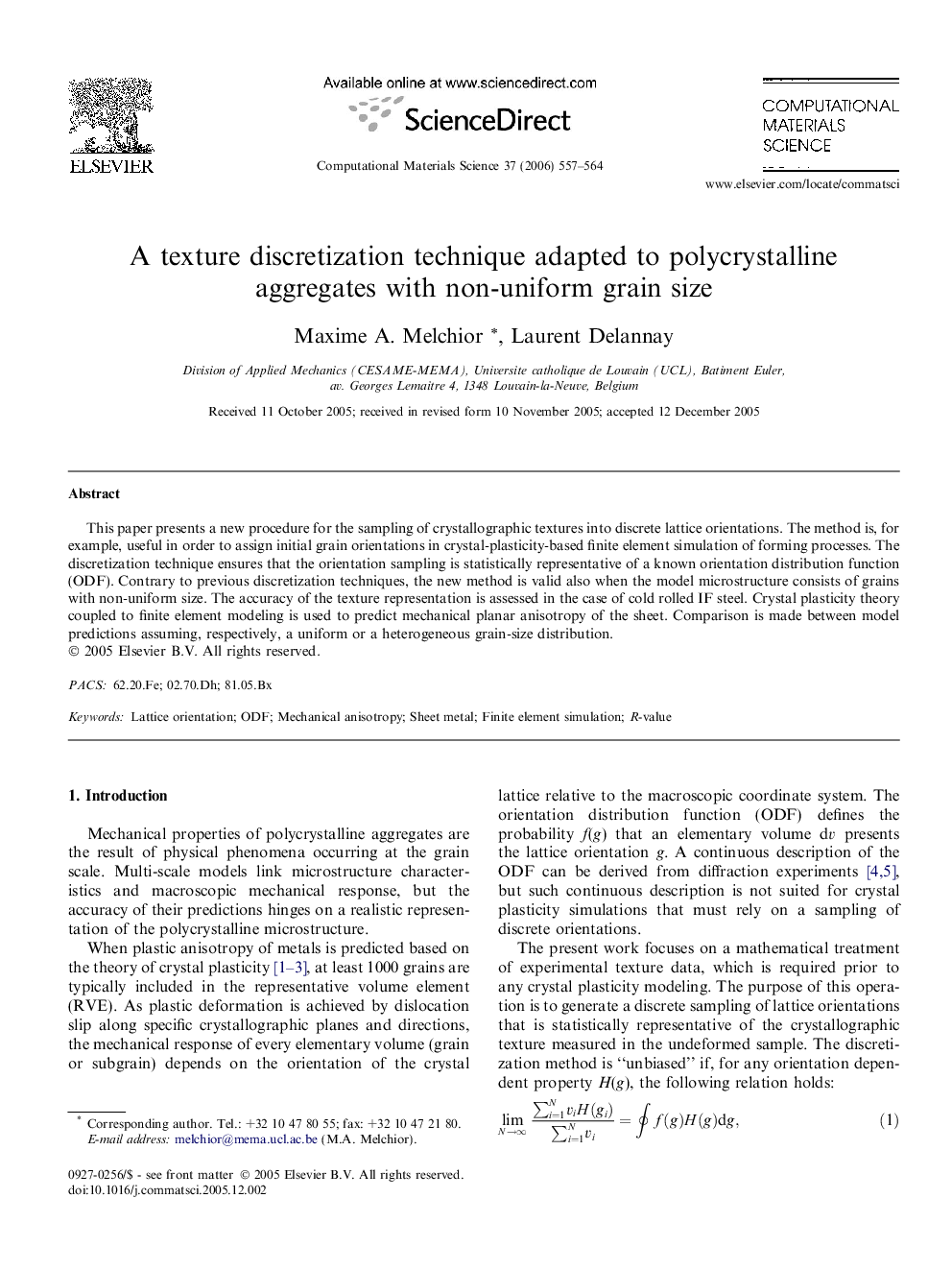 A texture discretization technique adapted to polycrystalline aggregates with non-uniform grain size