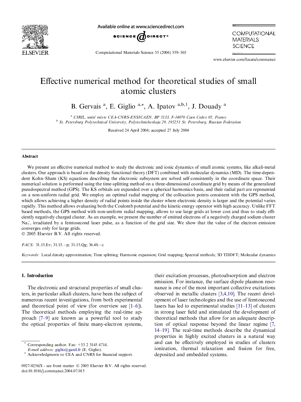 Effective numerical method for theoretical studies of small atomic clusters