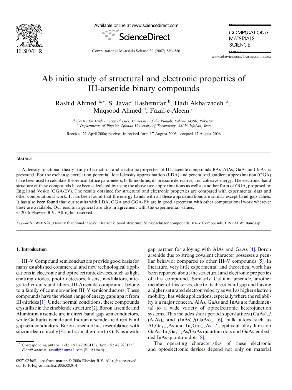 Ab initio study of structural and electronic properties of III-arsenide binary compounds