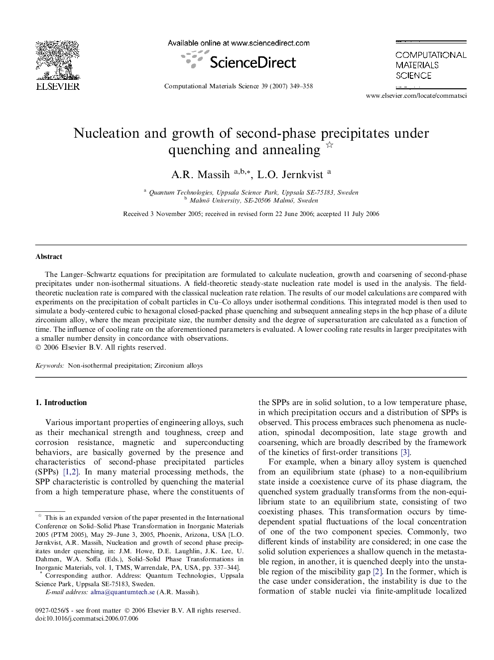 Nucleation and growth of second-phase precipitates under quenching and annealing 