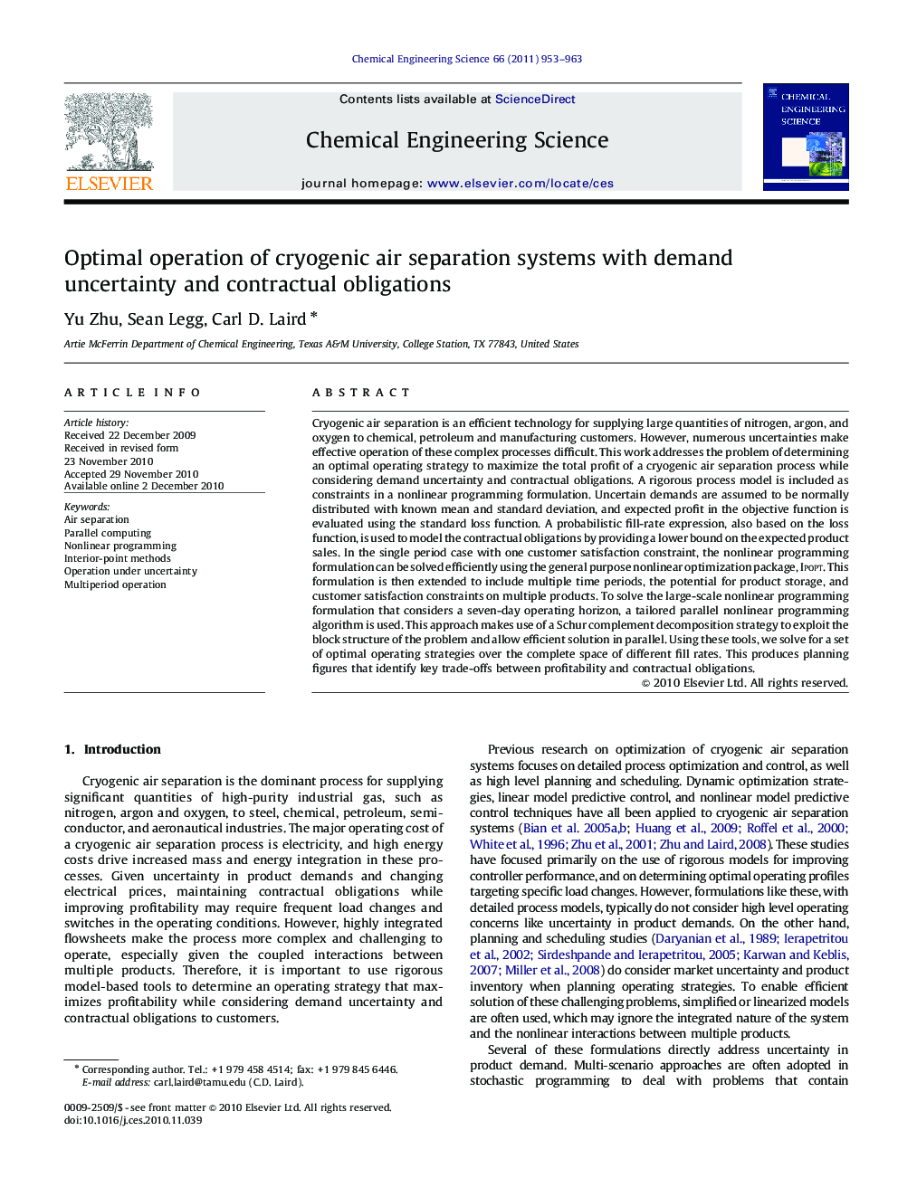 Optimal operation of cryogenic air separation systems with demand uncertainty and contractual obligations