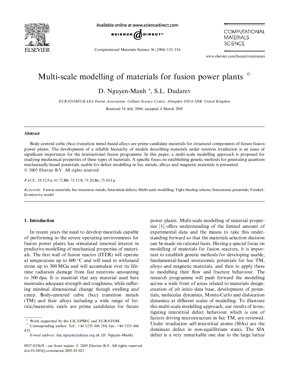 Multi-scale modelling of materials for fusion power plants