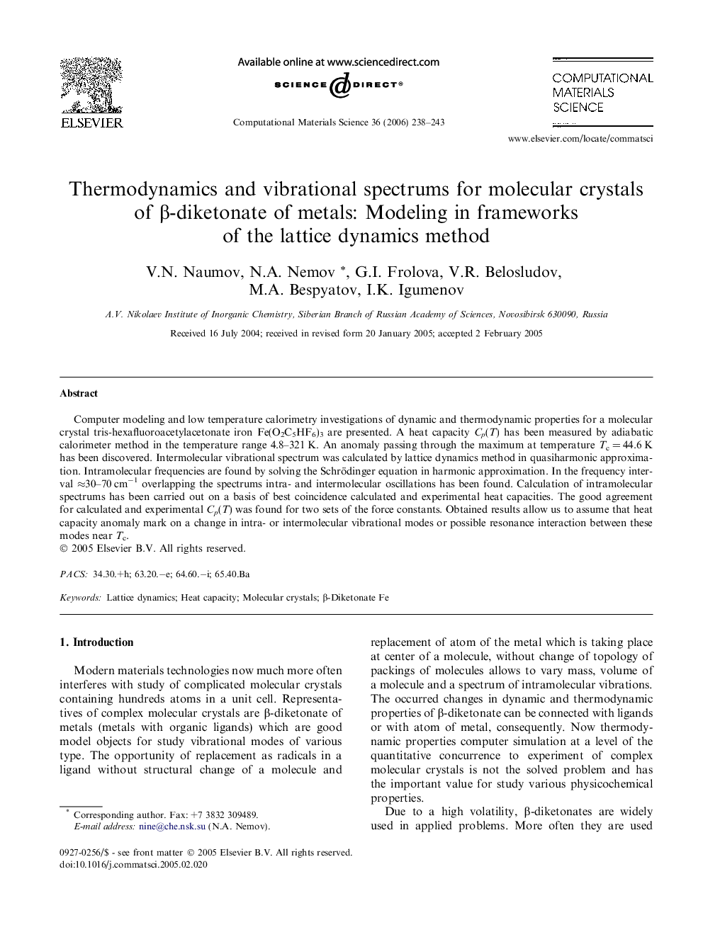 Thermodynamics and vibrational spectrums for molecular crystals of β-diketonate of metals: Modeling in frameworks of the lattice dynamics method