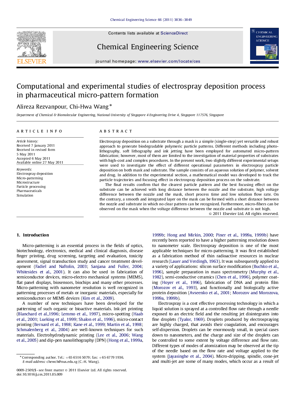 Computational and experimental studies of electrospray deposition process in pharmaceutical micro-pattern formation