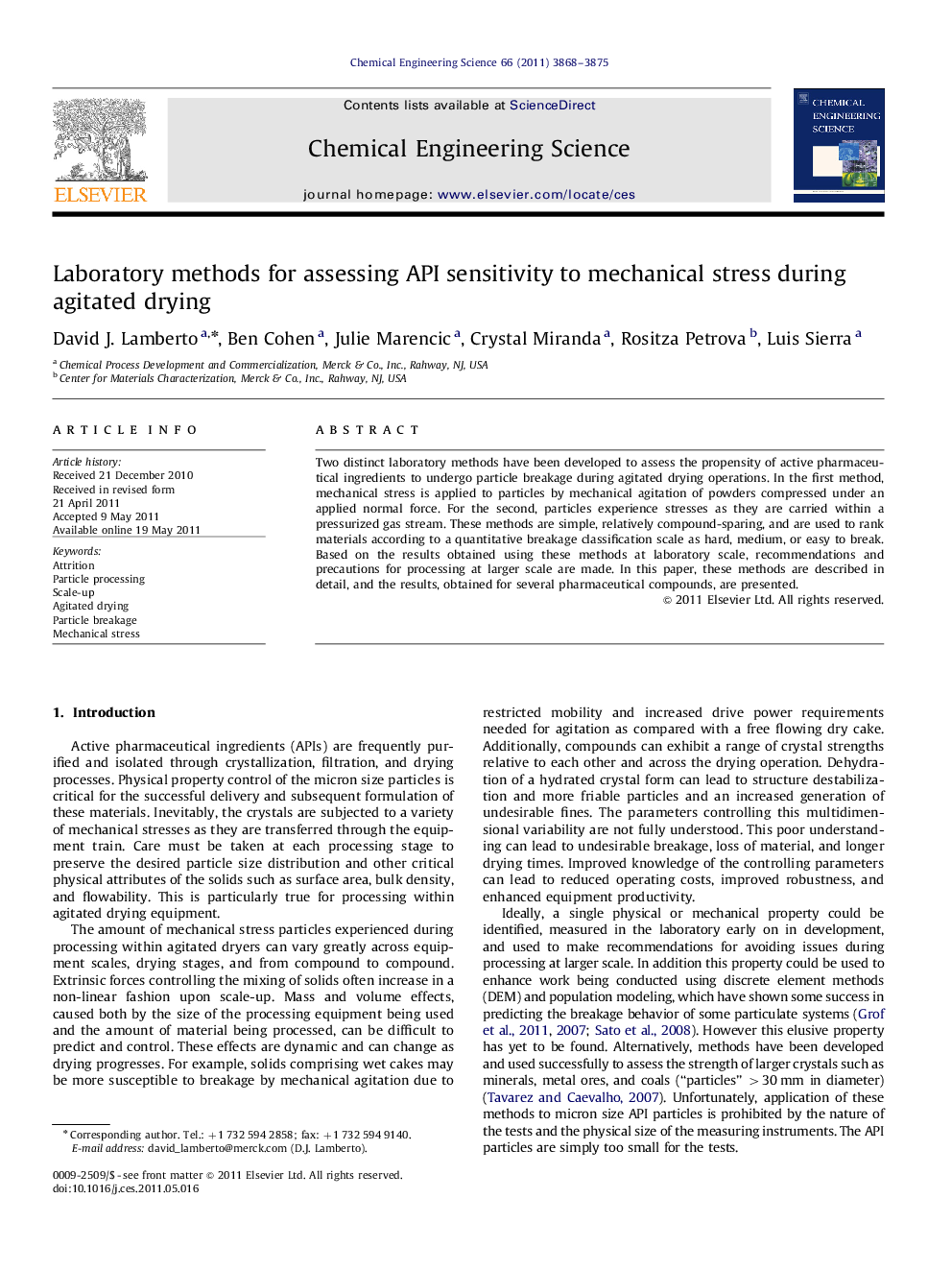 Laboratory methods for assessing API sensitivity to mechanical stress during agitated drying