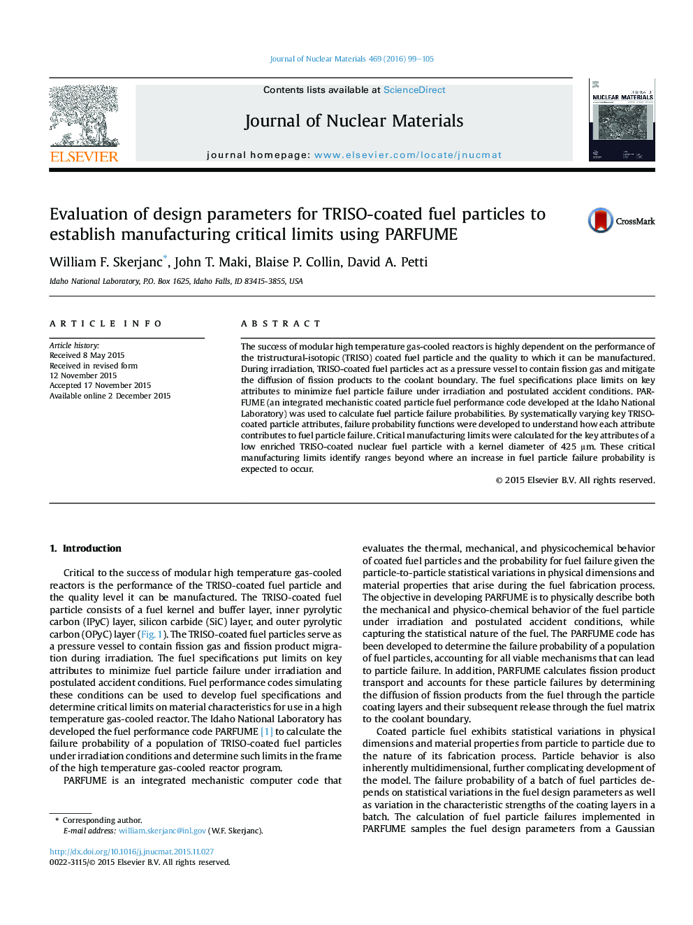 Evaluation of design parameters for TRISO-coated fuel particles to establish manufacturing critical limits using PARFUME