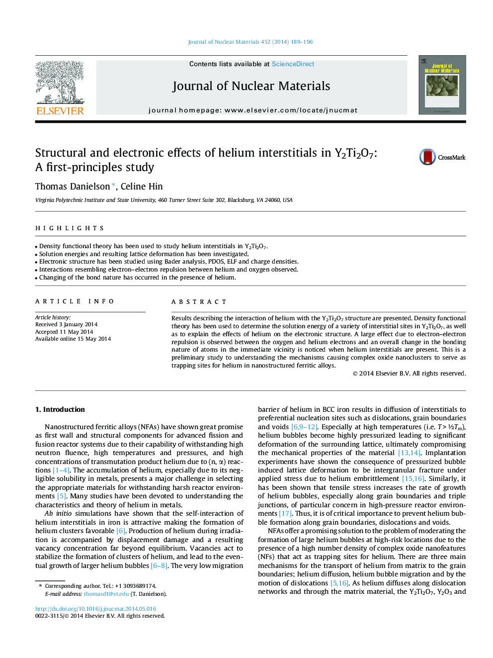 Structural and electronic effects of helium interstitials in Y2Ti2O7: A first-principles study
