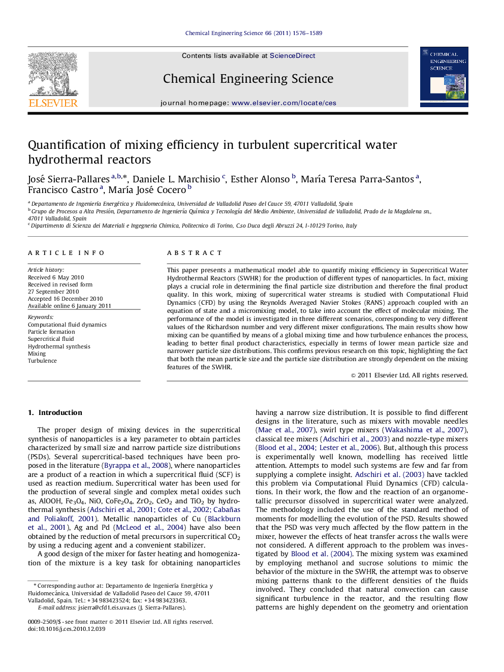 Quantification of mixing efficiency in turbulent supercritical water hydrothermal reactors