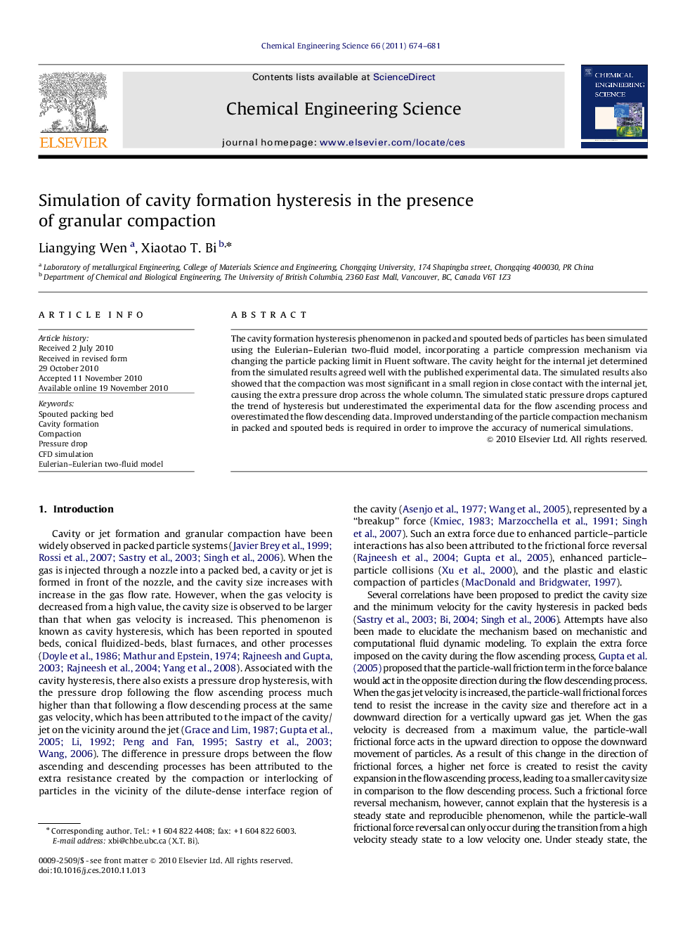 Simulation of cavity formation hysteresis in the presence of granular compaction