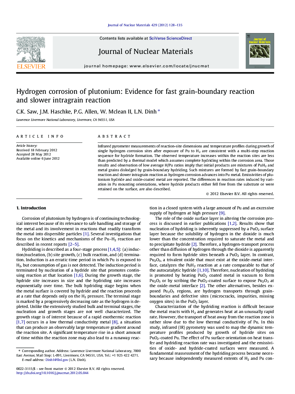 Hydrogen corrosion of plutonium: Evidence for fast grain-boundary reaction and slower intragrain reaction