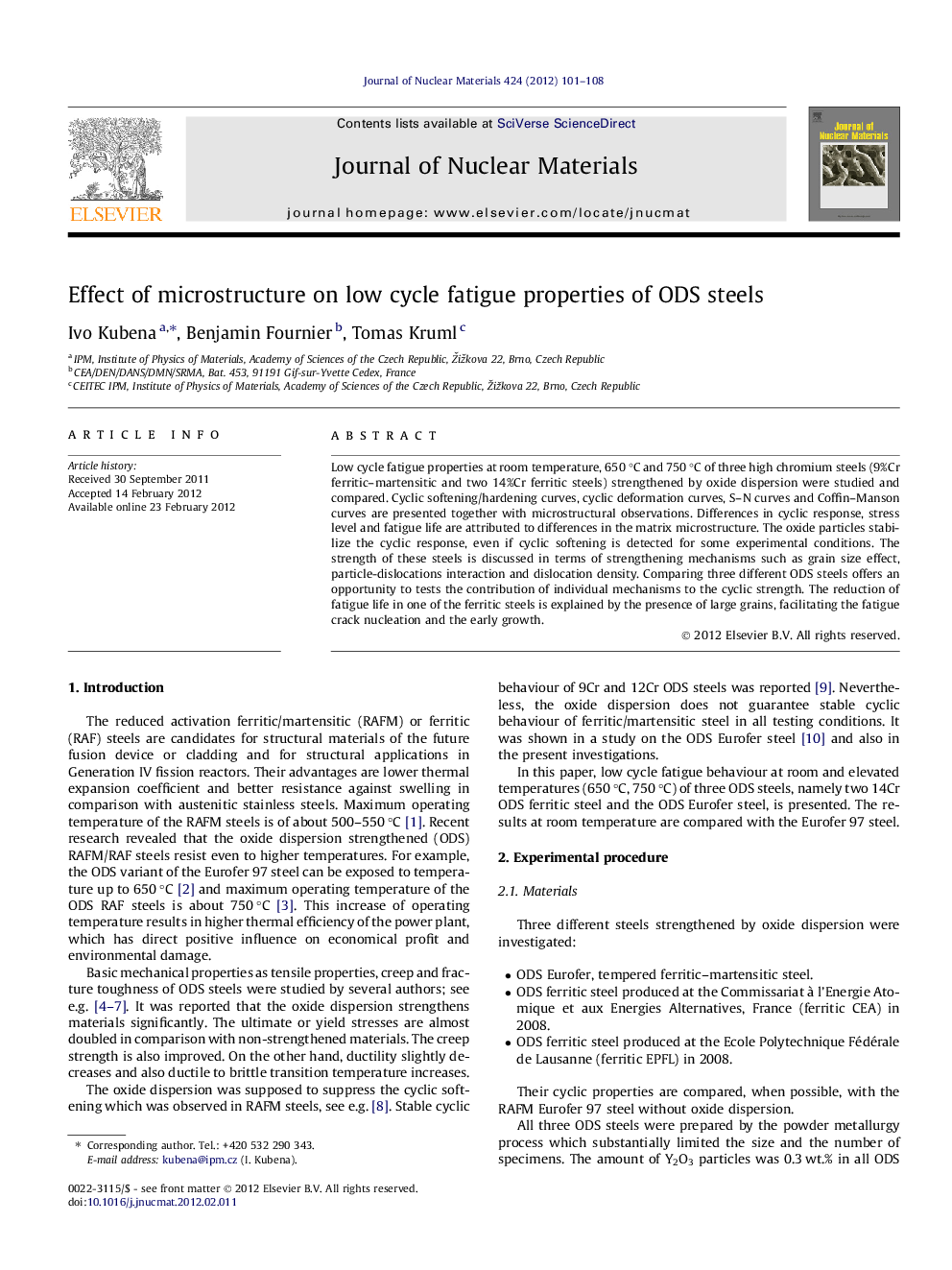 Effect of microstructure on low cycle fatigue properties of ODS steels