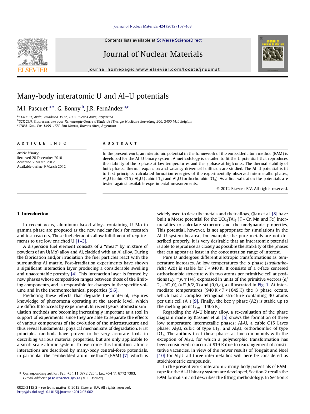 Many-body interatomic U and Al-U potentials