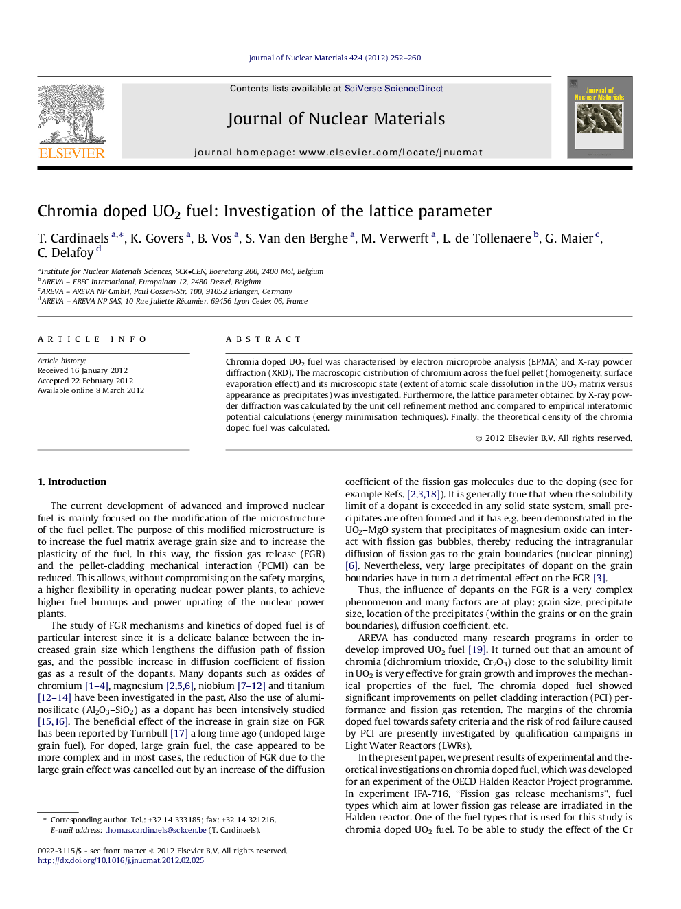 Chromia doped UO2 fuel: Investigation of the lattice parameter