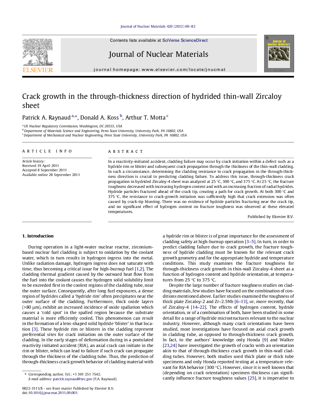 Crack growth in the through-thickness direction of hydrided thin-wall Zircaloy sheet