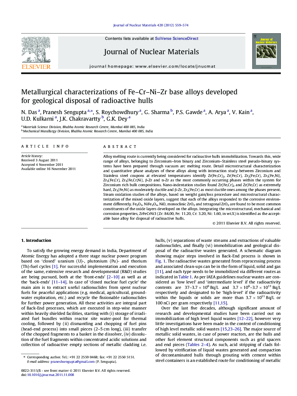 Metallurgical characterizations of Fe-Cr-Ni-Zr base alloys developed for geological disposal of radioactive hulls