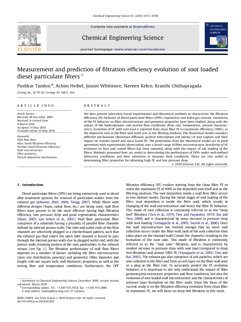 Measurement and prediction of filtration efficiency evolution of soot loaded diesel particulate filters 