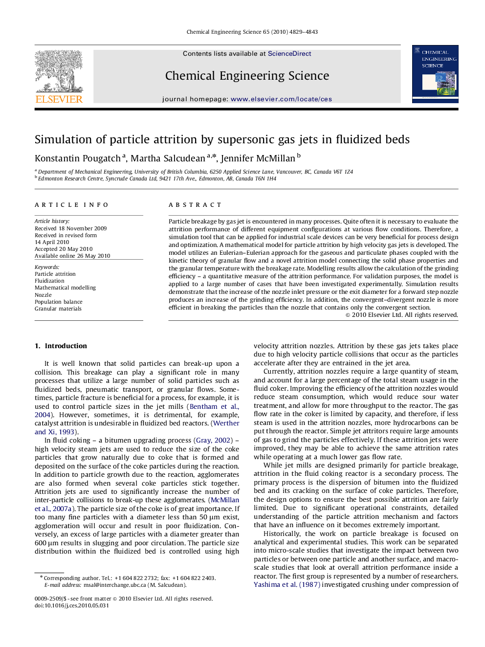 Simulation of particle attrition by supersonic gas jets in fluidized beds