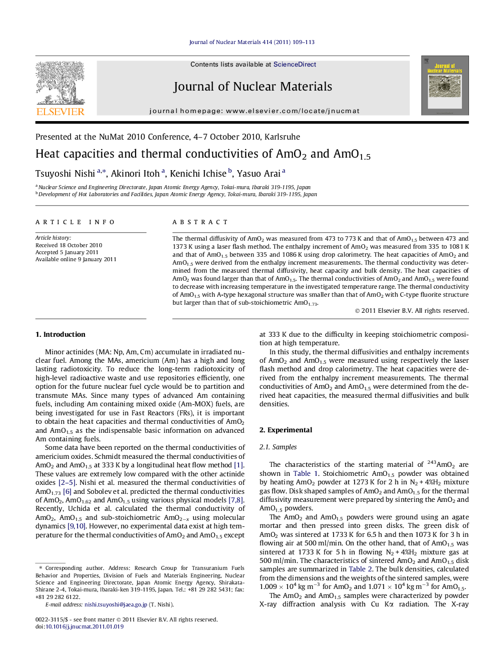 Heat capacities and thermal conductivities of AmO2 and AmO1.5