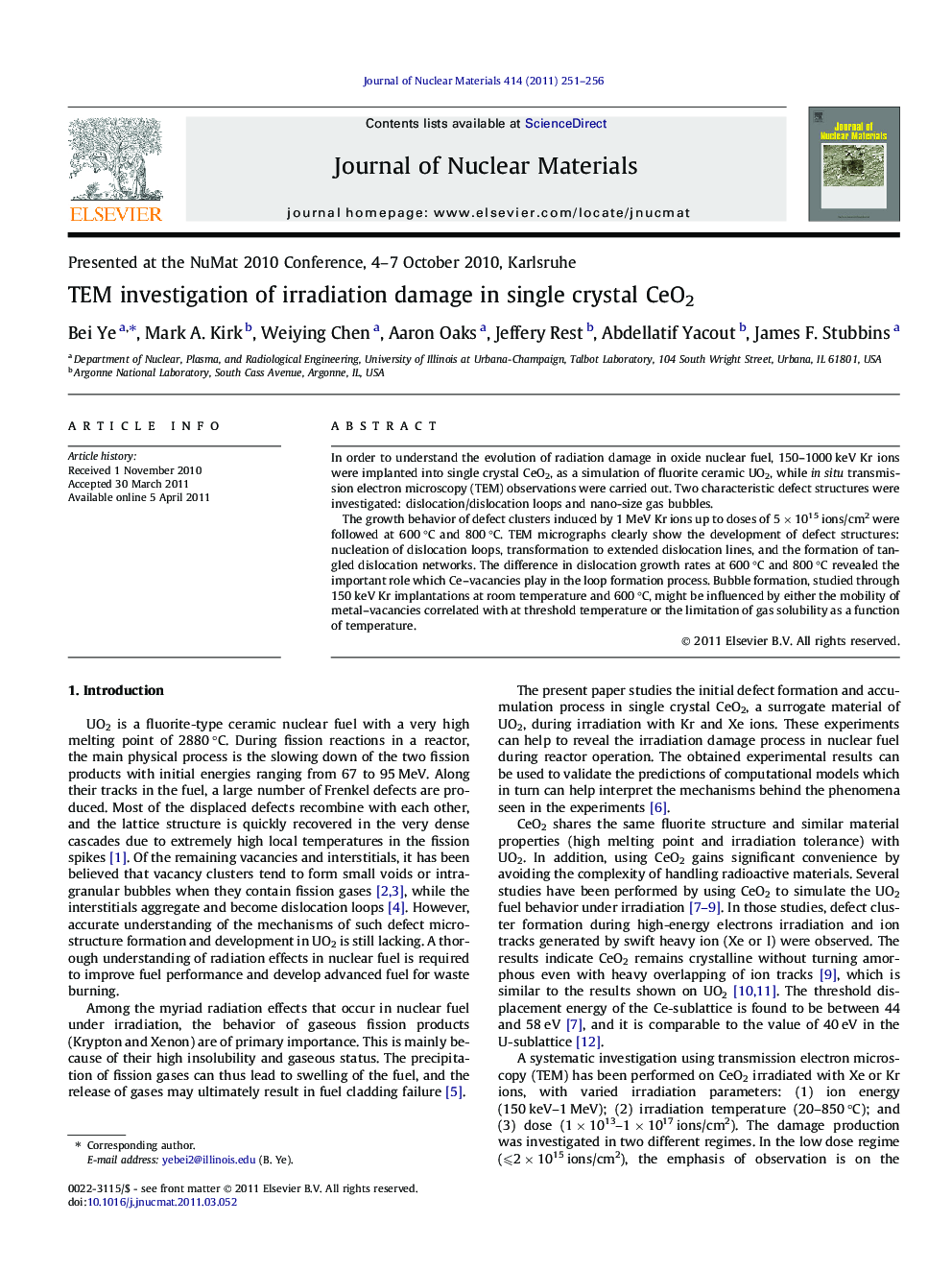 TEM investigation of irradiation damage in single crystal CeO2